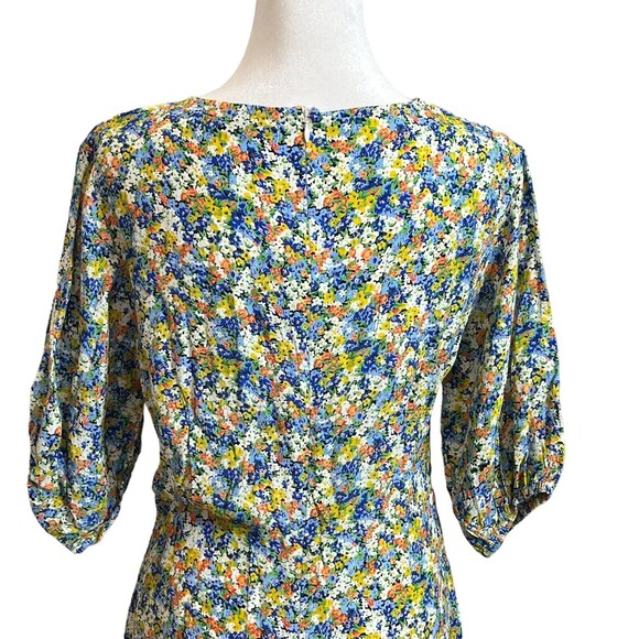Faithfull The Brand Jeanette Mini Dress Women’s Size Medium Floral Puff Sleeve - Picture 8 of 12